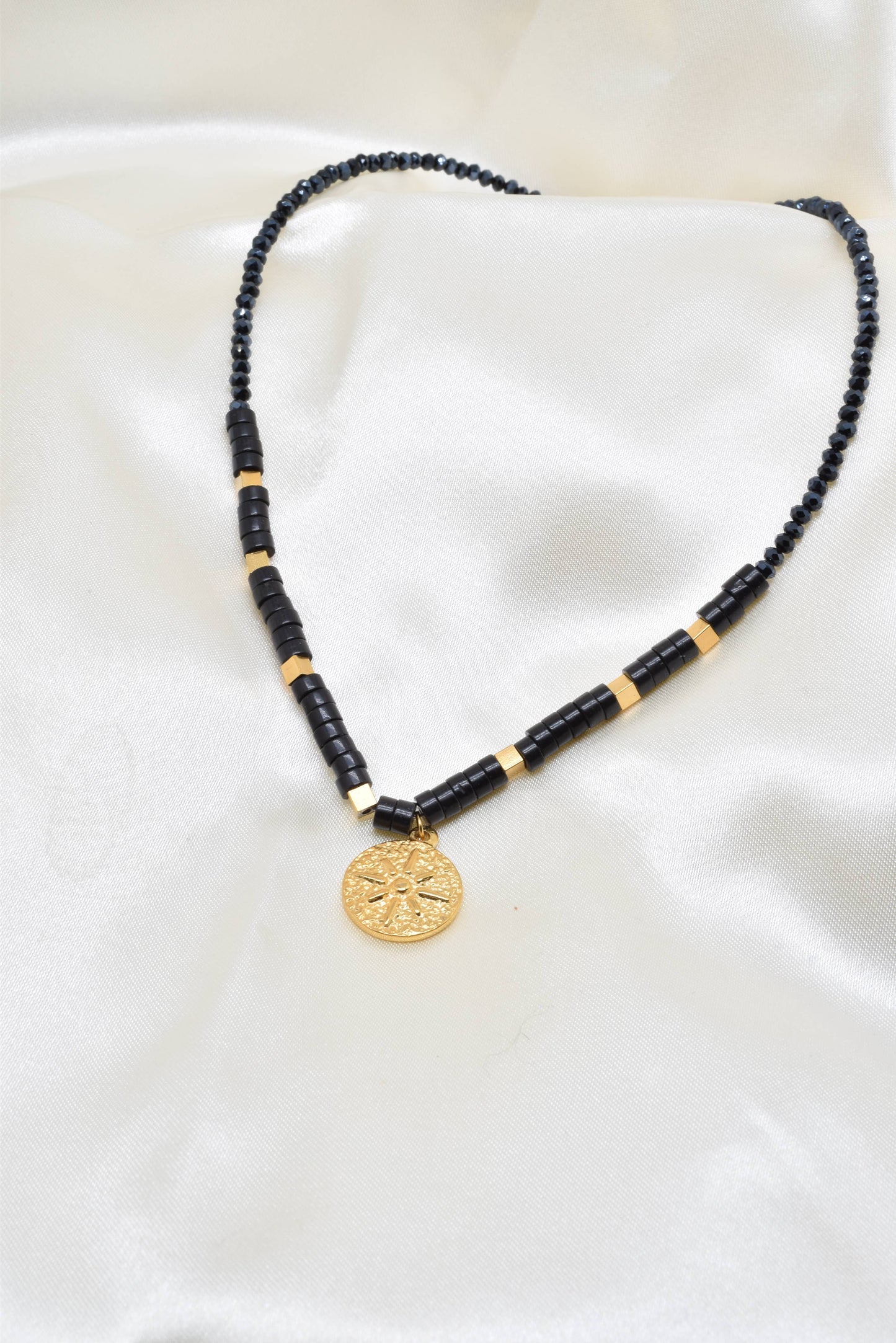 Black stone necklace - 210159