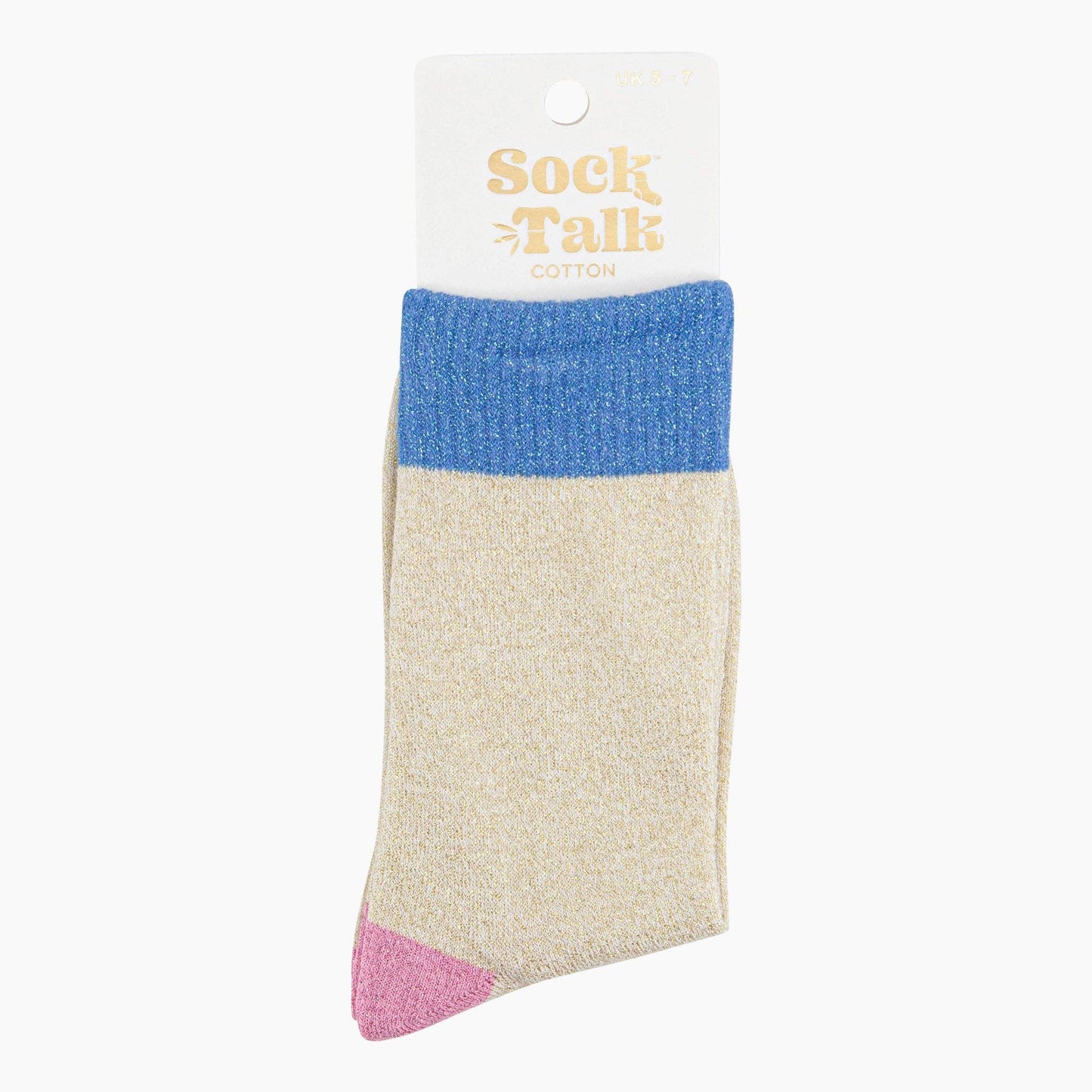Cream/Blue Colour Burst Glitter Socks