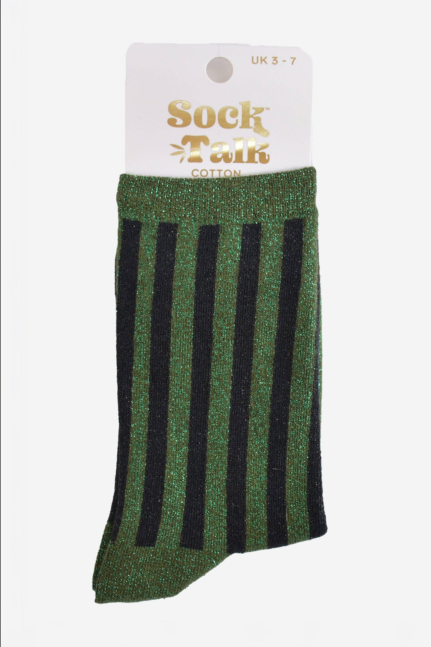 Khaki/Black Vertical Stripe Glitter Socks