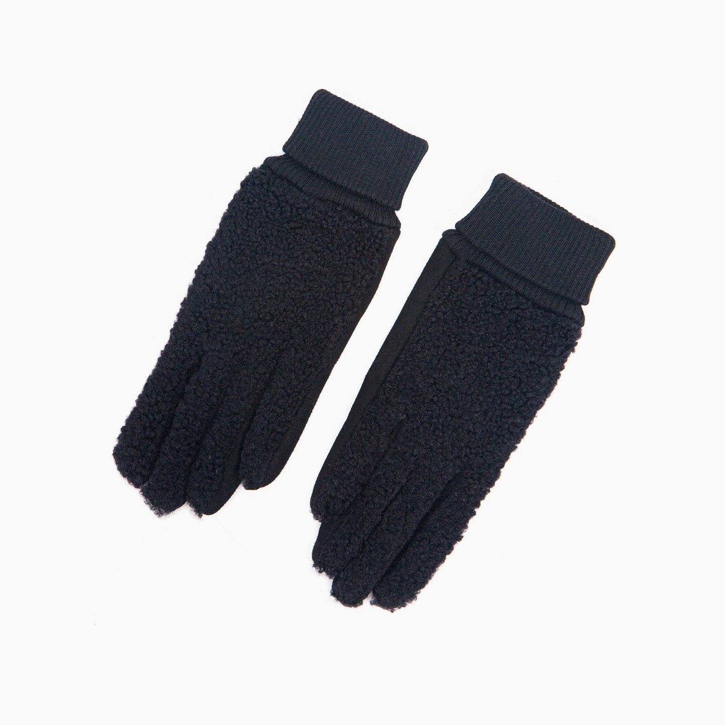 Black Teddy Borg Cuffed Fleece Gloves