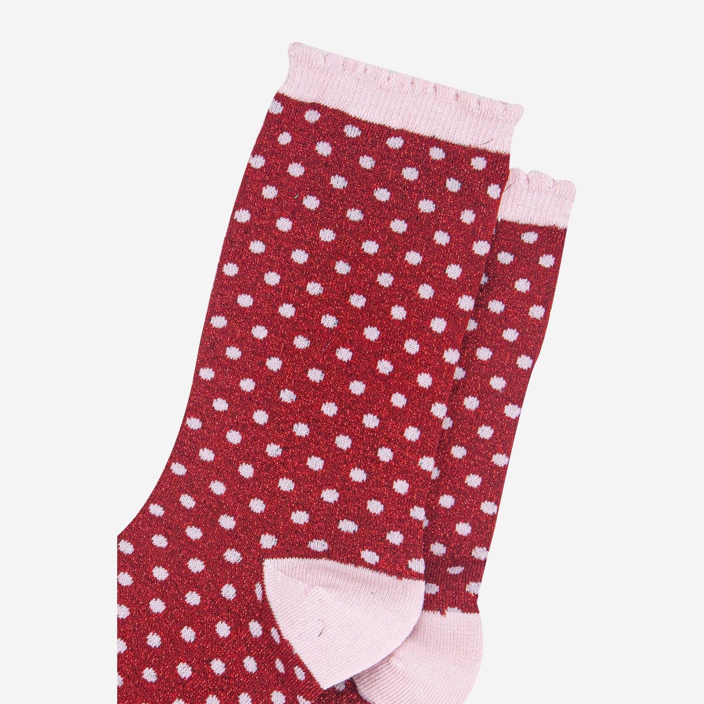 Red/Pink Dot Glitter Socks