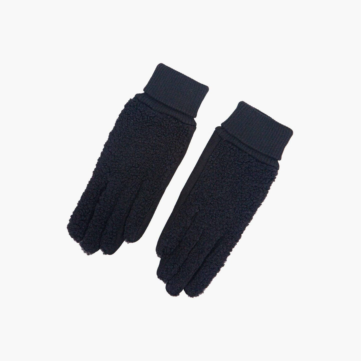 Navy Blue Teddy Borg Cuffed Fleece Gloves