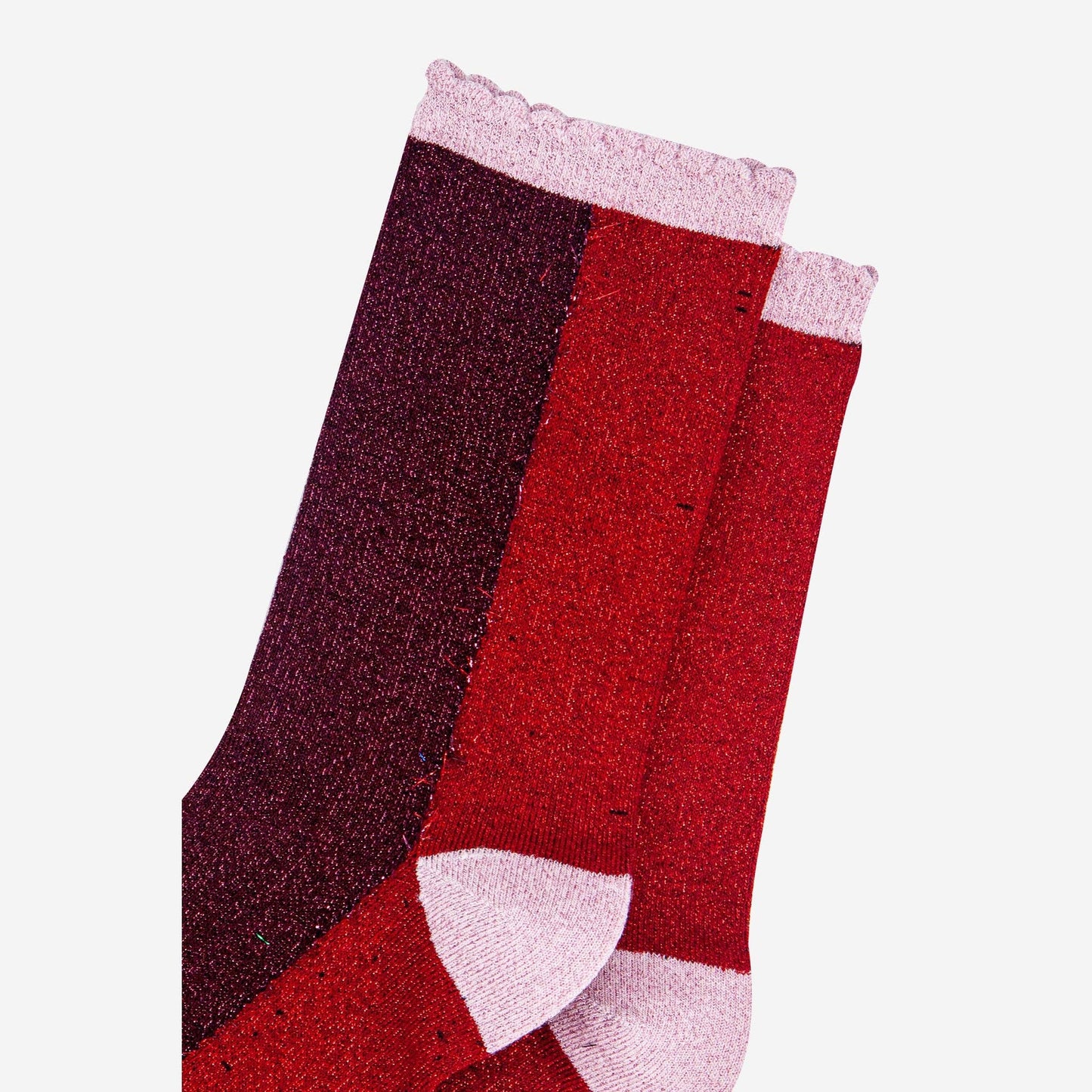 Berry Colour Block Glitter Socks