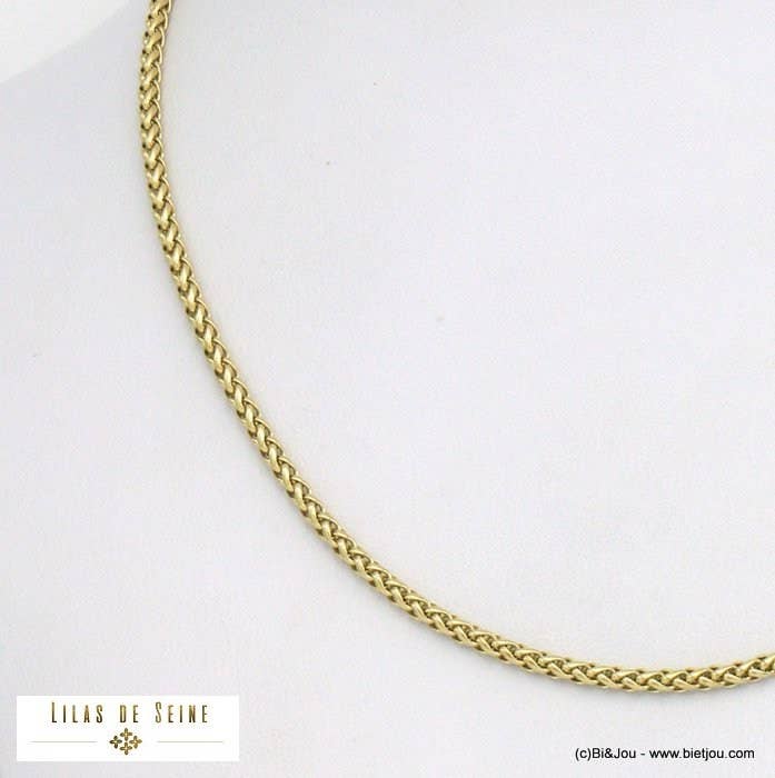 Contemporary 3mm steel palm tree chain necklace 0121525: Silvery