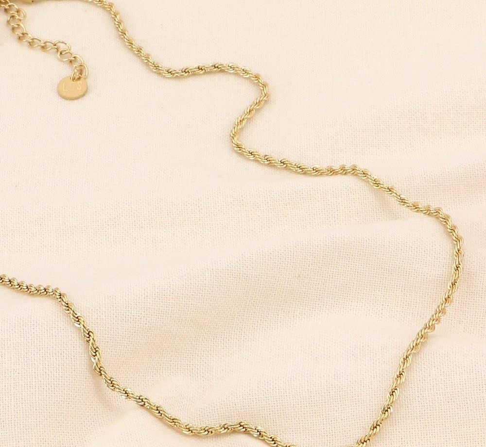 Gold twisted chain necklace - 0123515