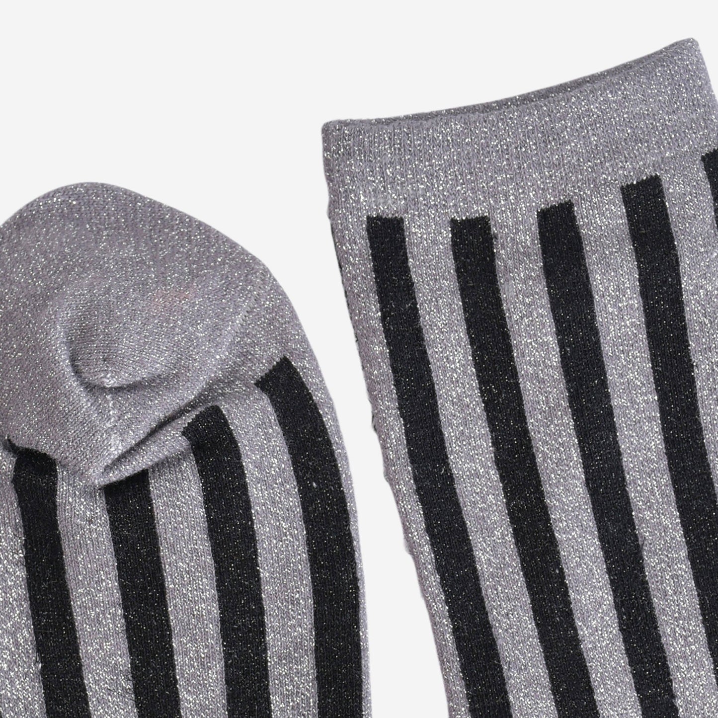 Grey/Black Vertical Stripe Glitter Socks