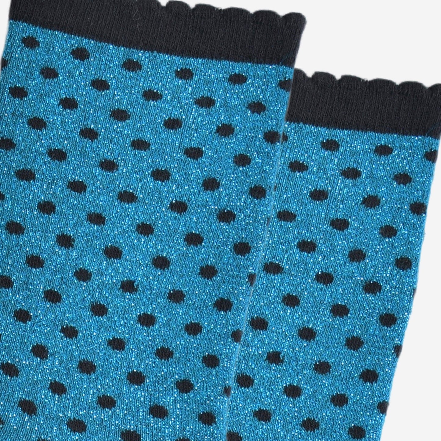 Teal/Black Small Polka Dot Glitter Socks