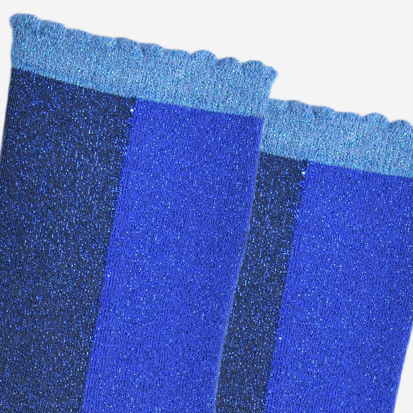 Navy Blue Colour Block Glitter Socks