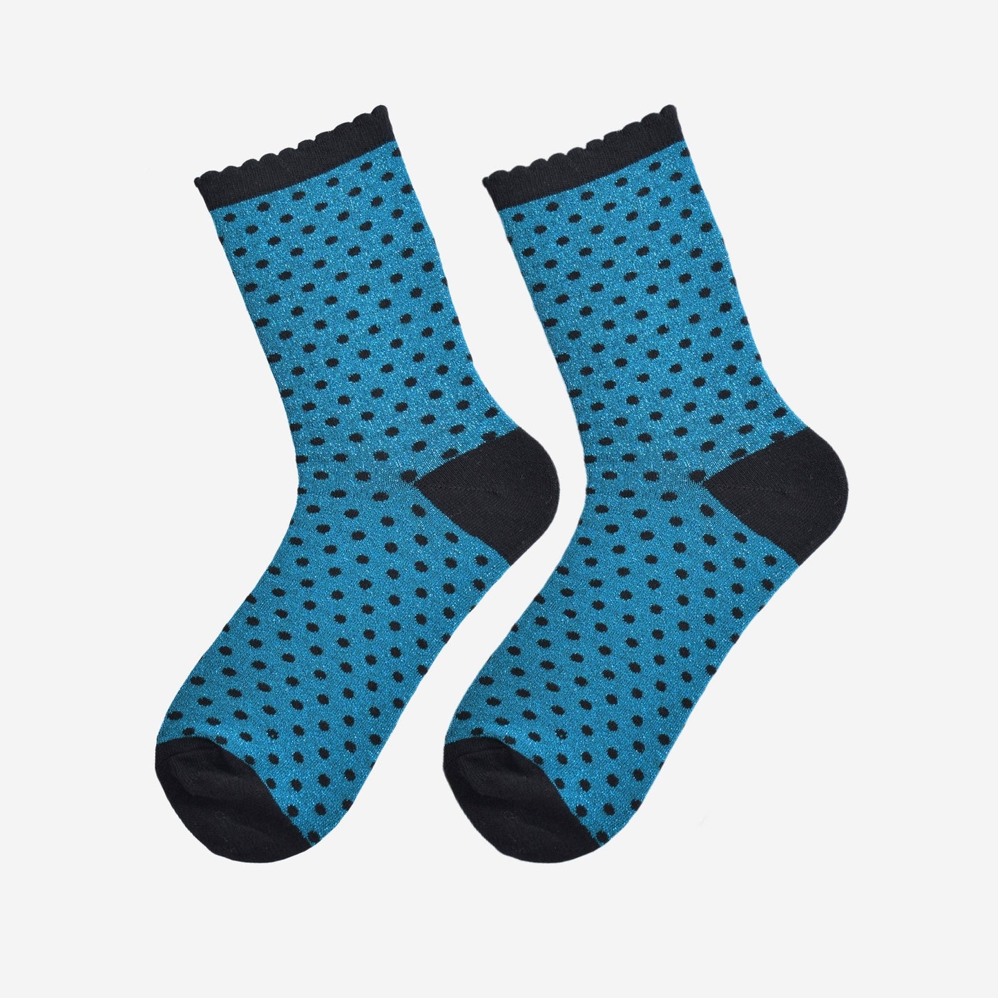 Teal/Black Small Polka Dot Glitter Socks