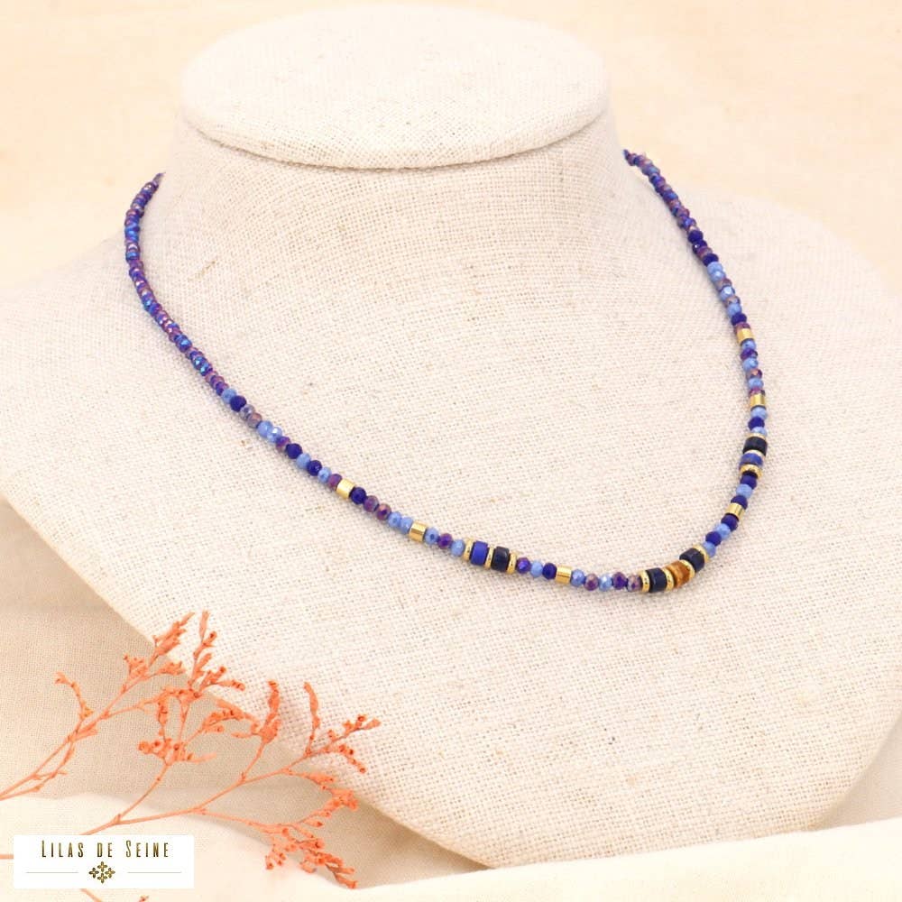 Stainless steel short dark green crystal stones necklace 0123539