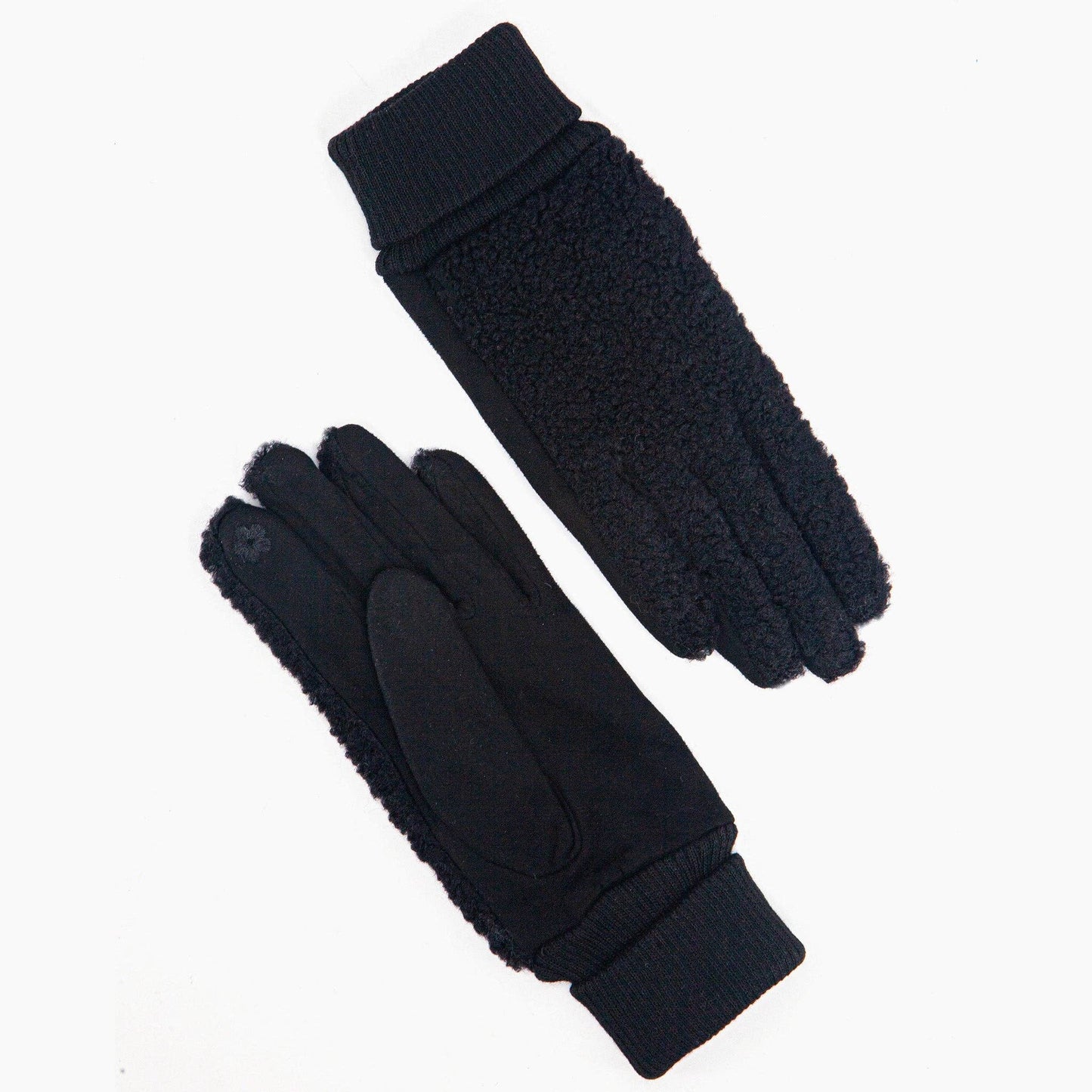 Black Teddy Borg Cuffed Fleece Gloves
