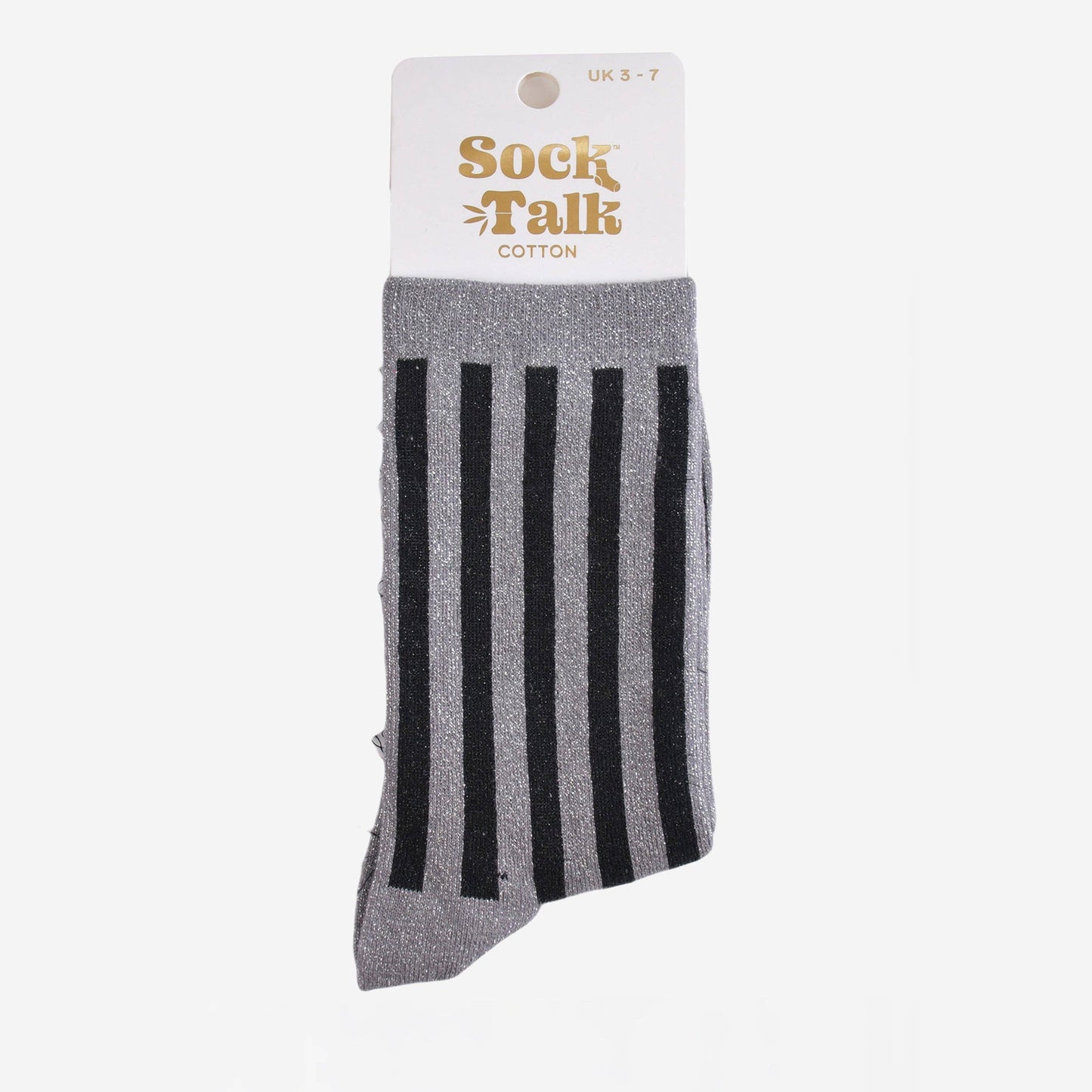 Grey/Black Vertical Stripe Glitter Socks
