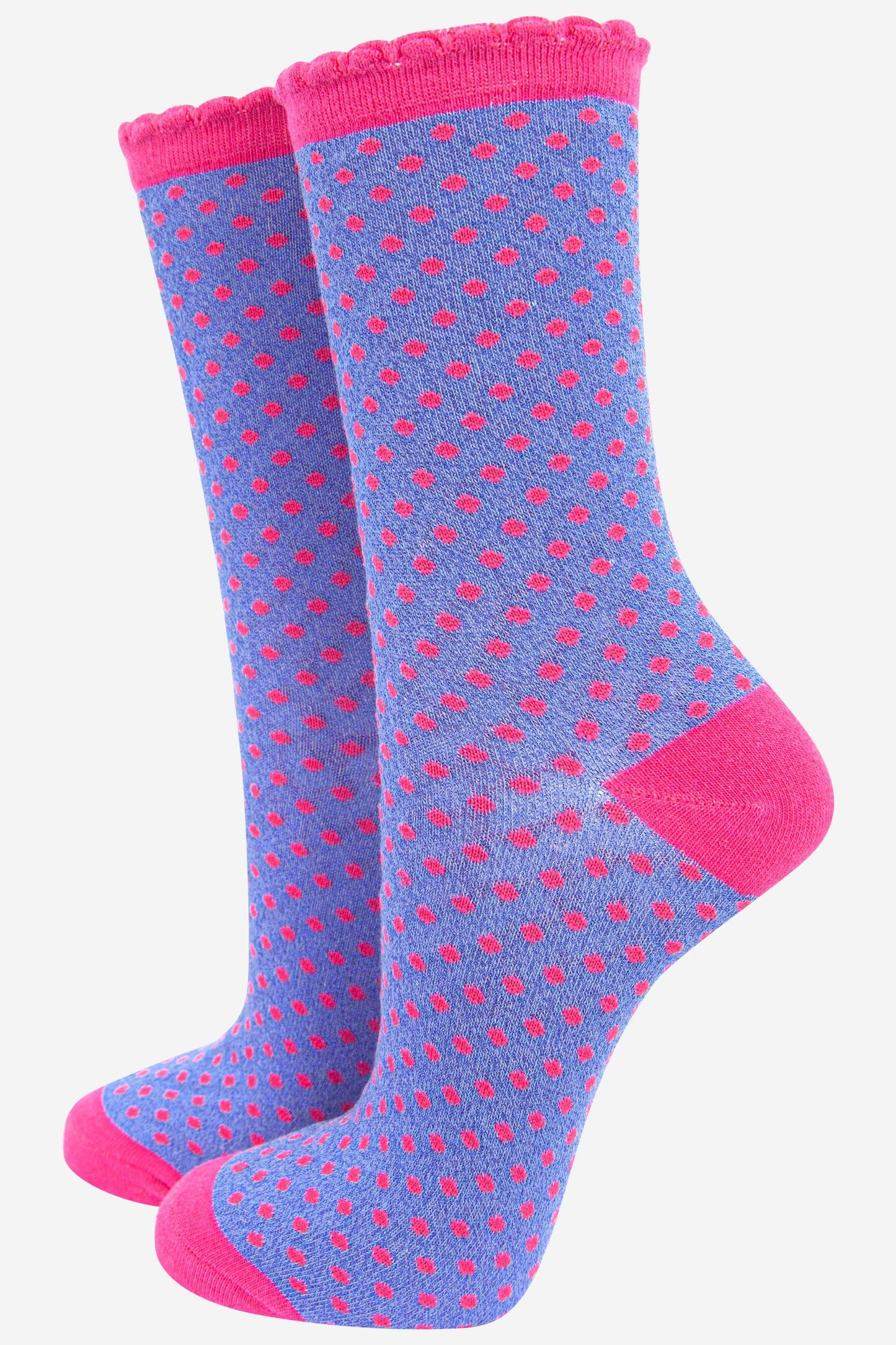Blue & Pink Spot Glitter Socks