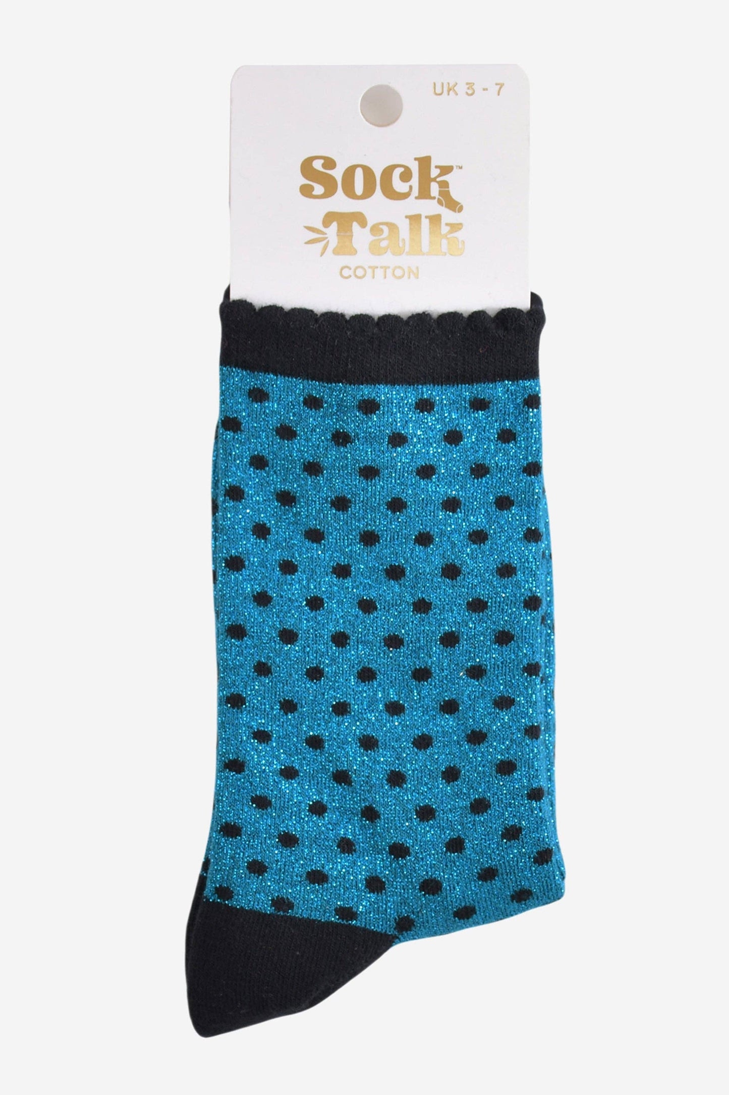 Teal/Black Small Polka Dot Glitter Socks