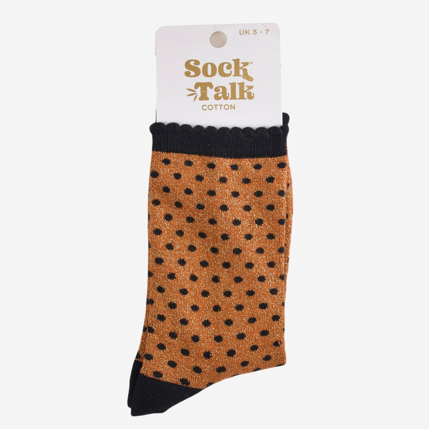 Pumpkin/Black Small Polka Dot Glitter Socks