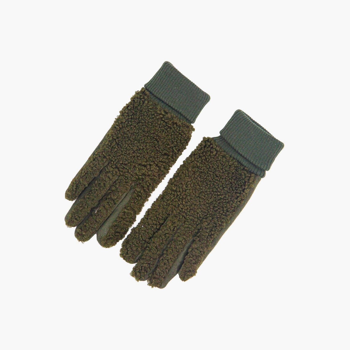 Khaki Teddy Borg Cuffed Fleece Gloves