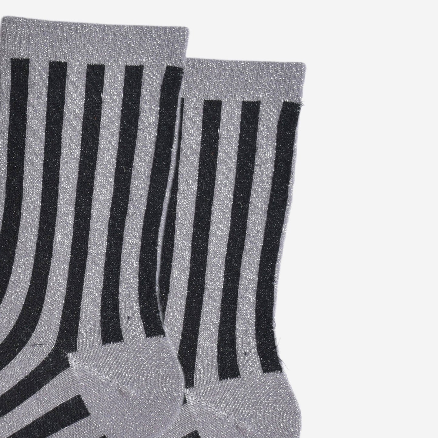 Grey/Black Vertical Stripe Glitter Socks