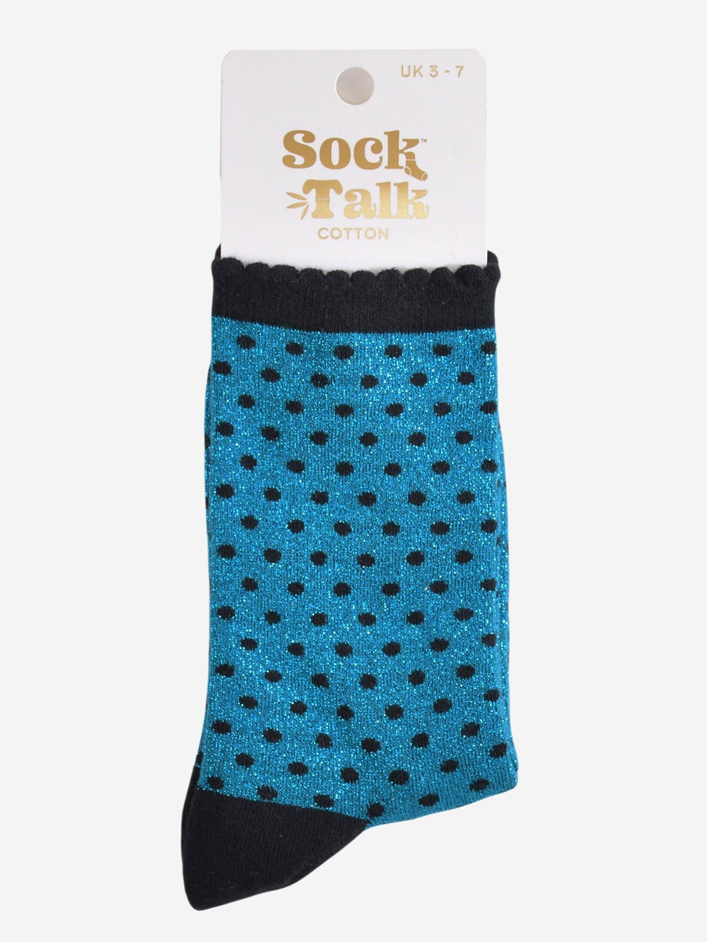 Teal/Black Small Polka Dot Glitter Socks