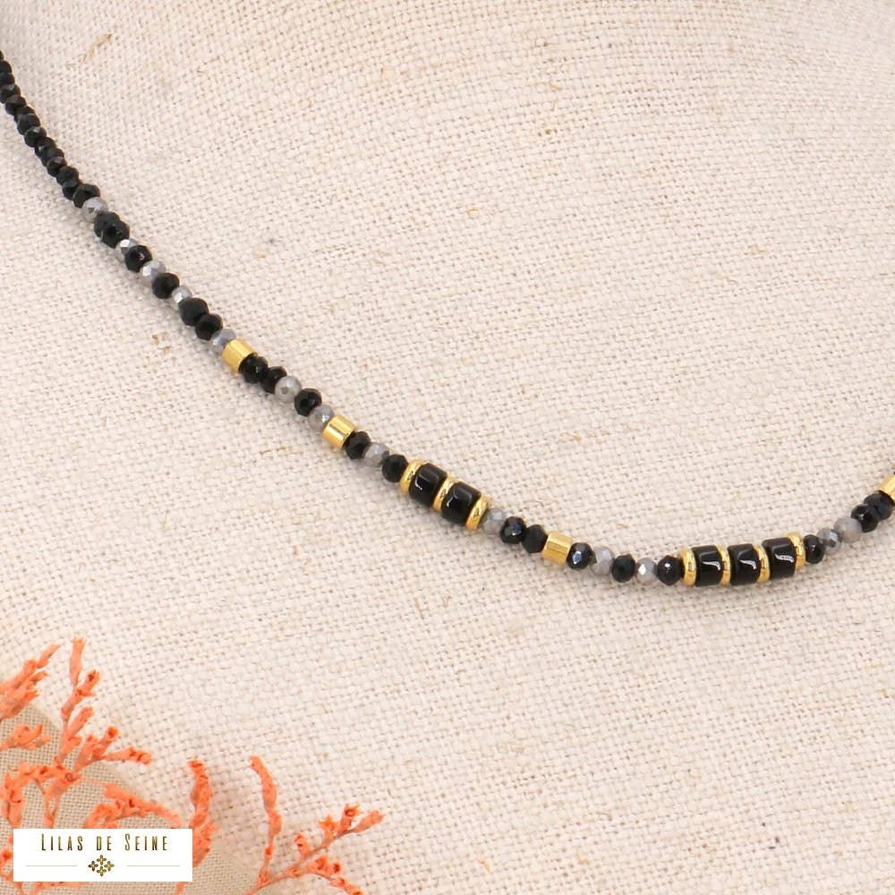 Stainless steel short dark green crystal stones necklace 0123539