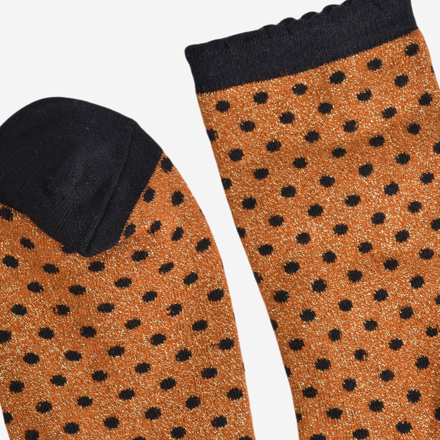 Pumpkin/Black Small Polka Dot Glitter Socks