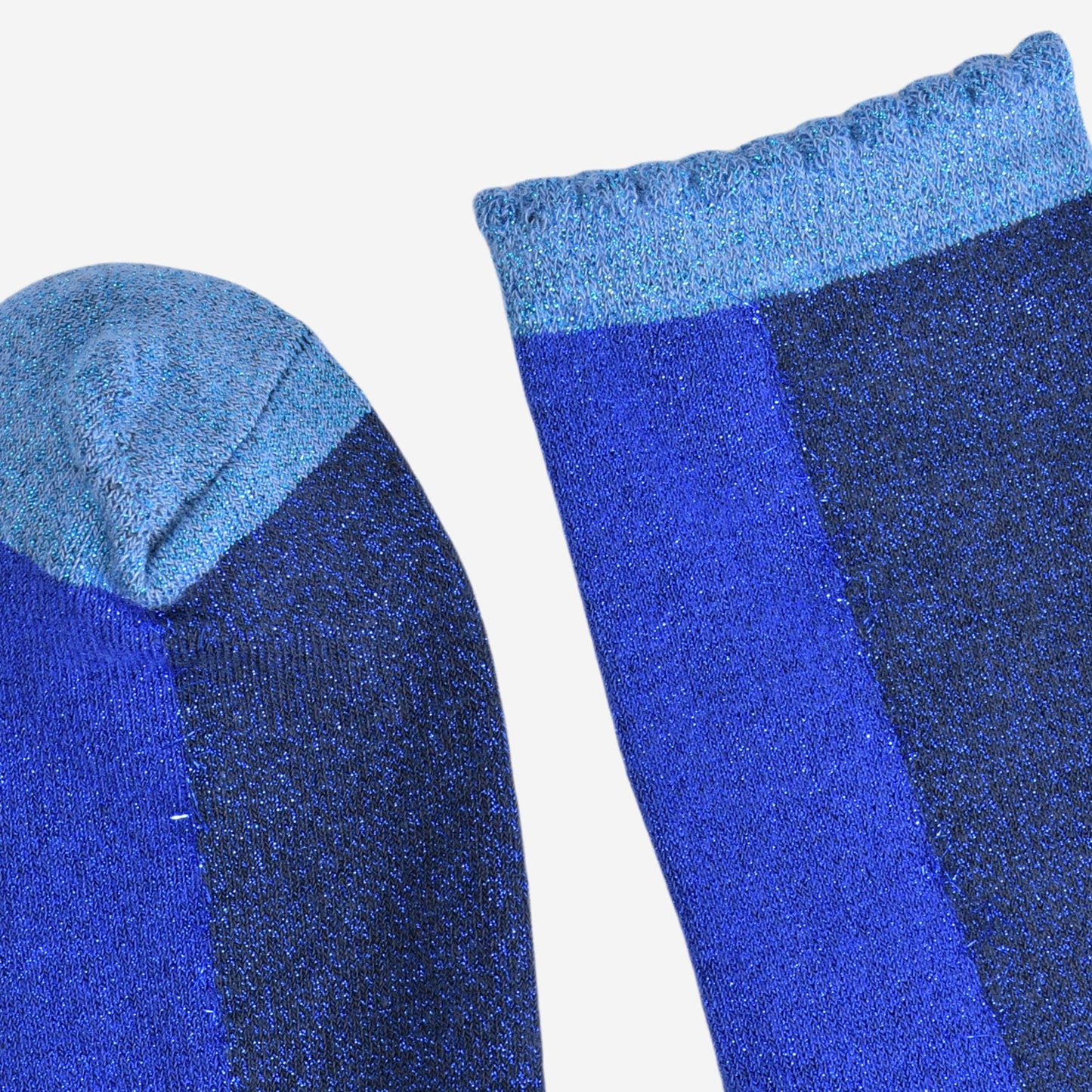 Navy Blue Colour Block Glitter Socks