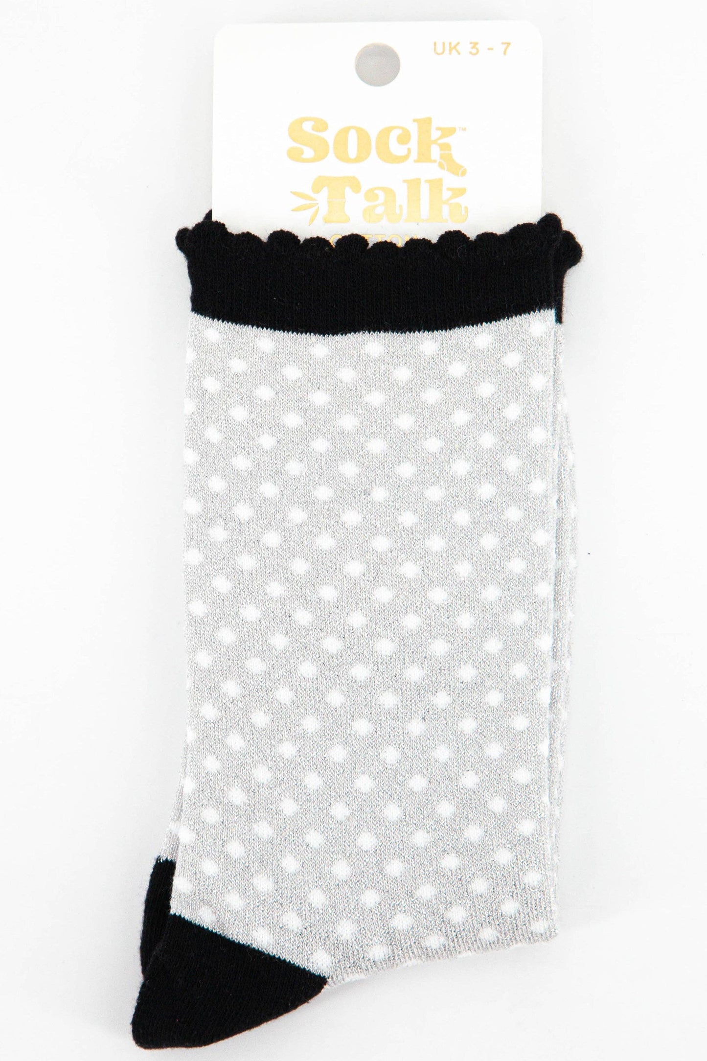 Grey & Black Spot Glitter Socks