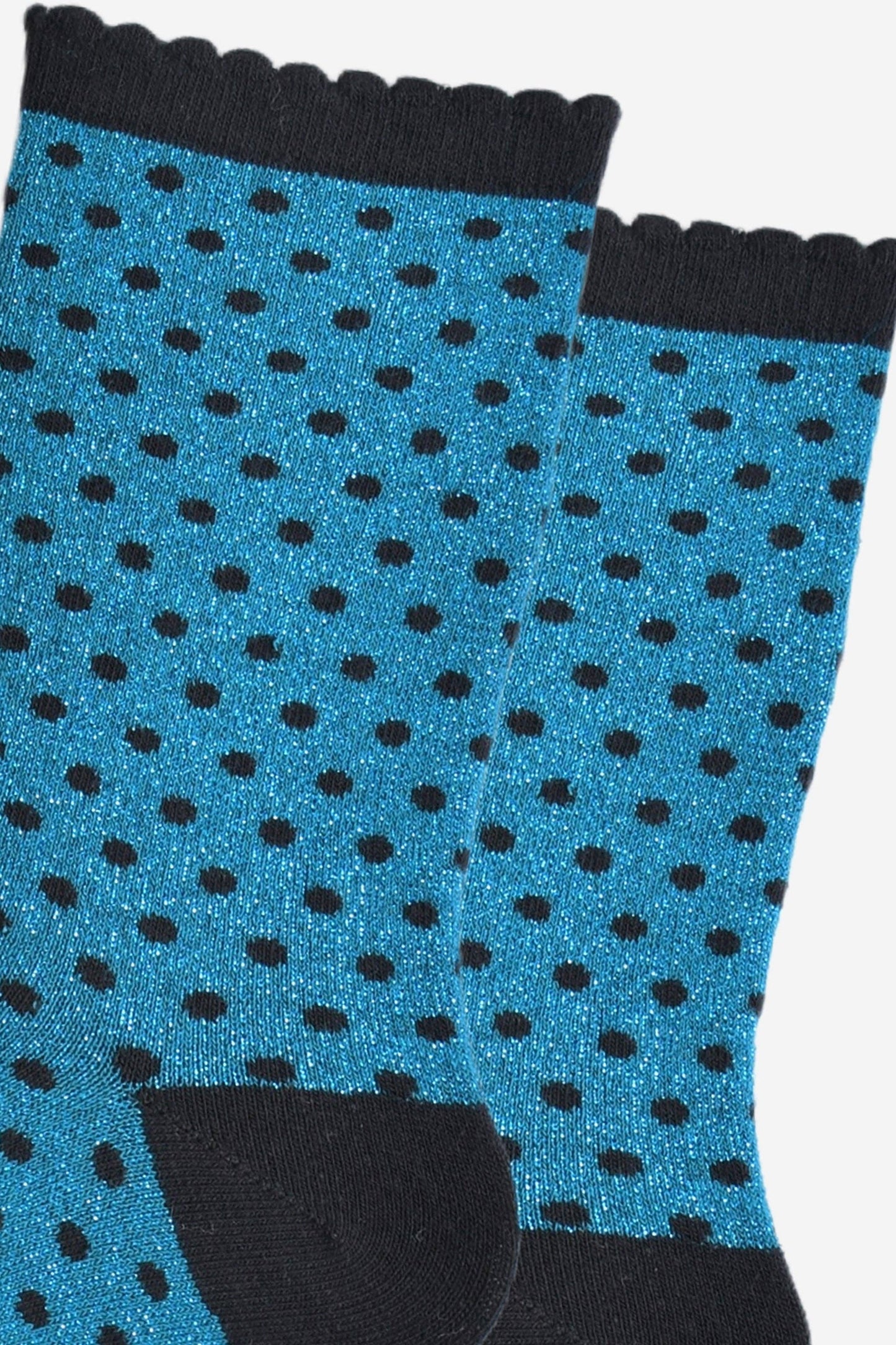 Teal/Black Small Polka Dot Glitter Socks