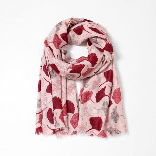Pink ginkgo scarf