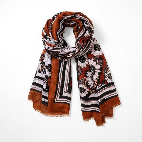 Rust floral scarf
