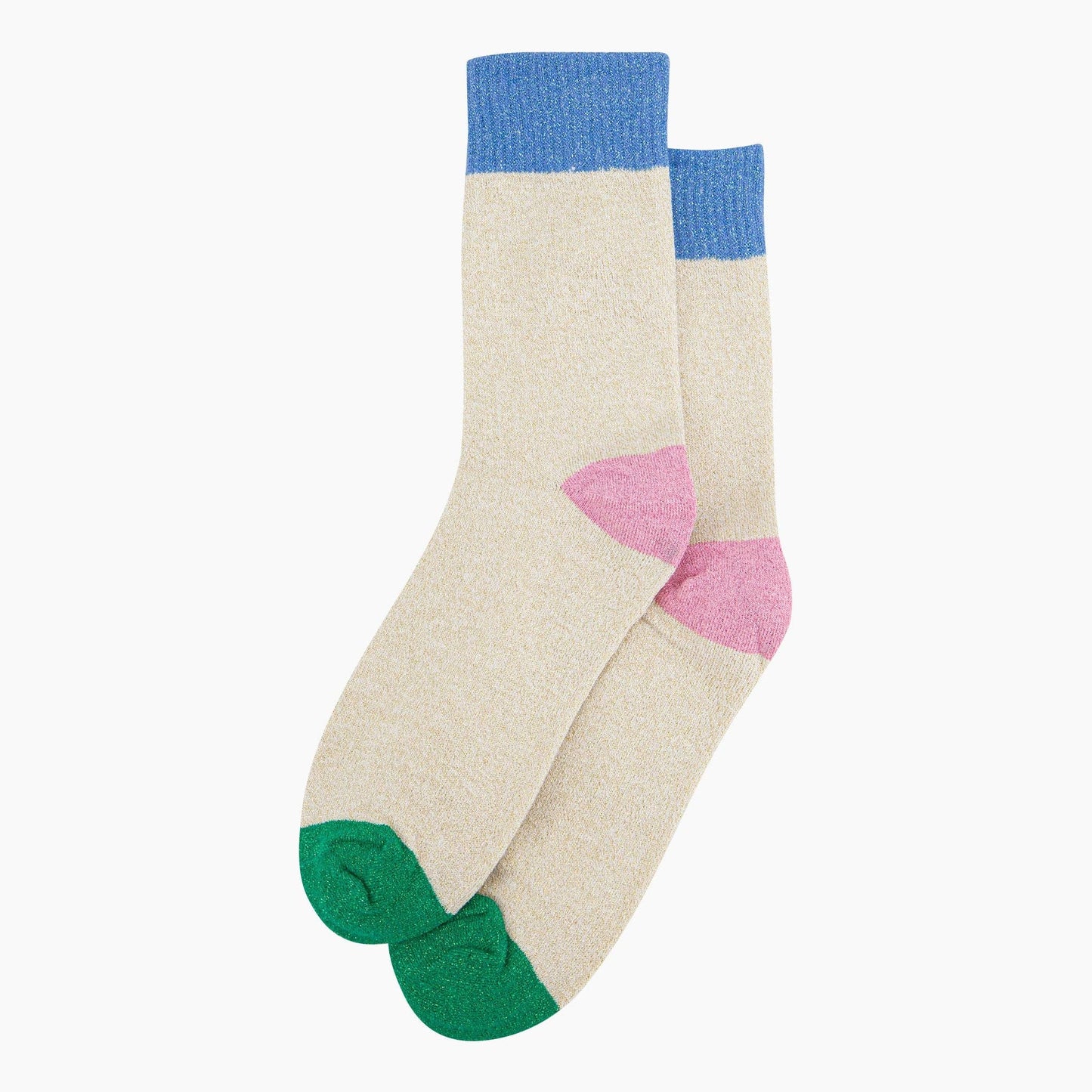 Cream/Blue Colour Burst Glitter Socks