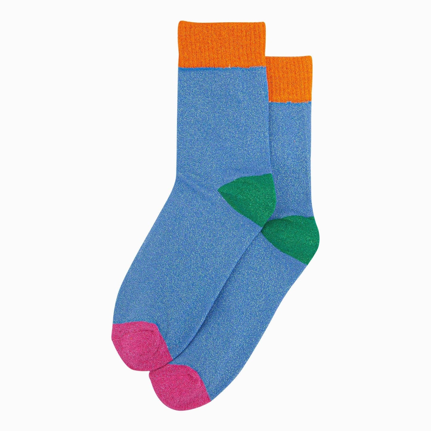 Blue/Orange Colour Burst Glitter Socks