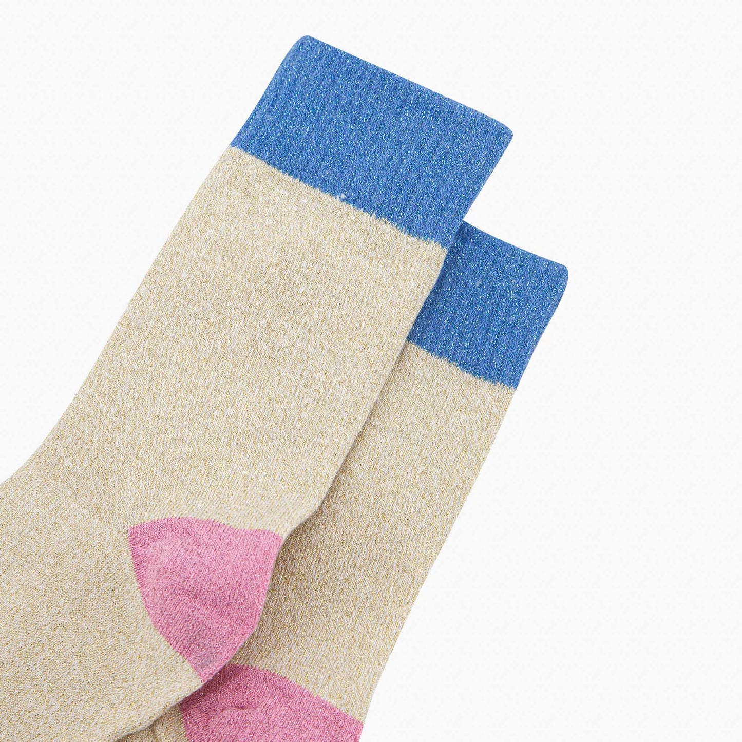 Cream/Blue Colour Burst Glitter Socks