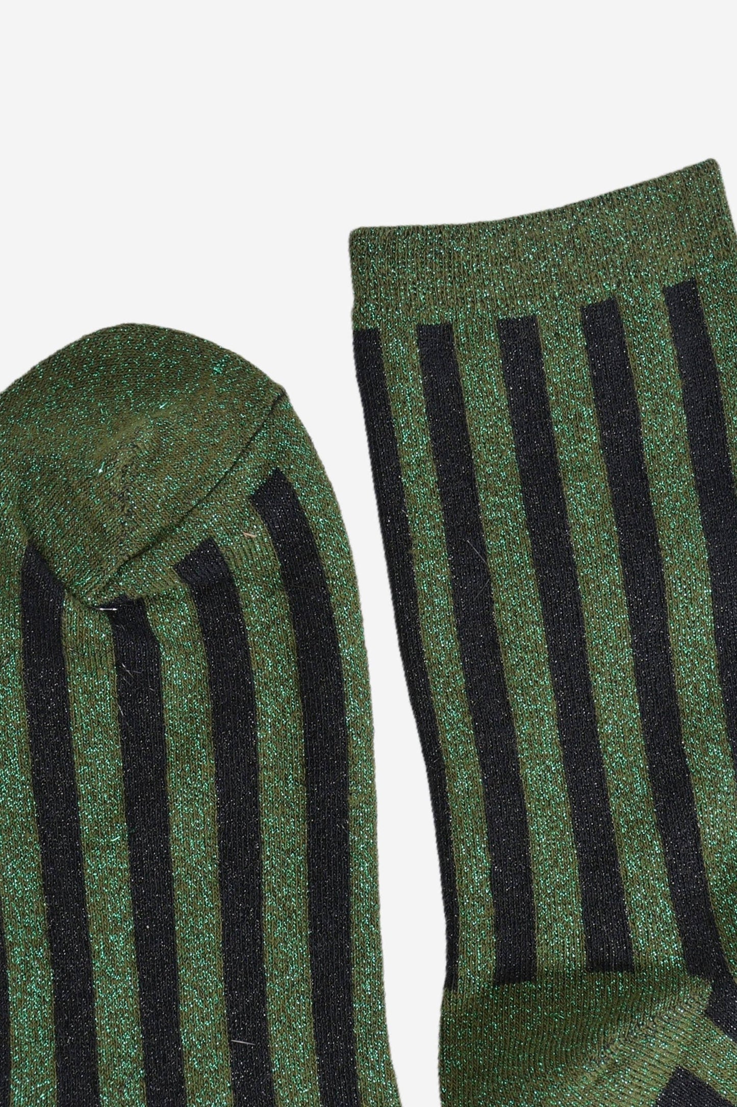 Khaki/Black Vertical Stripe Glitter Socks