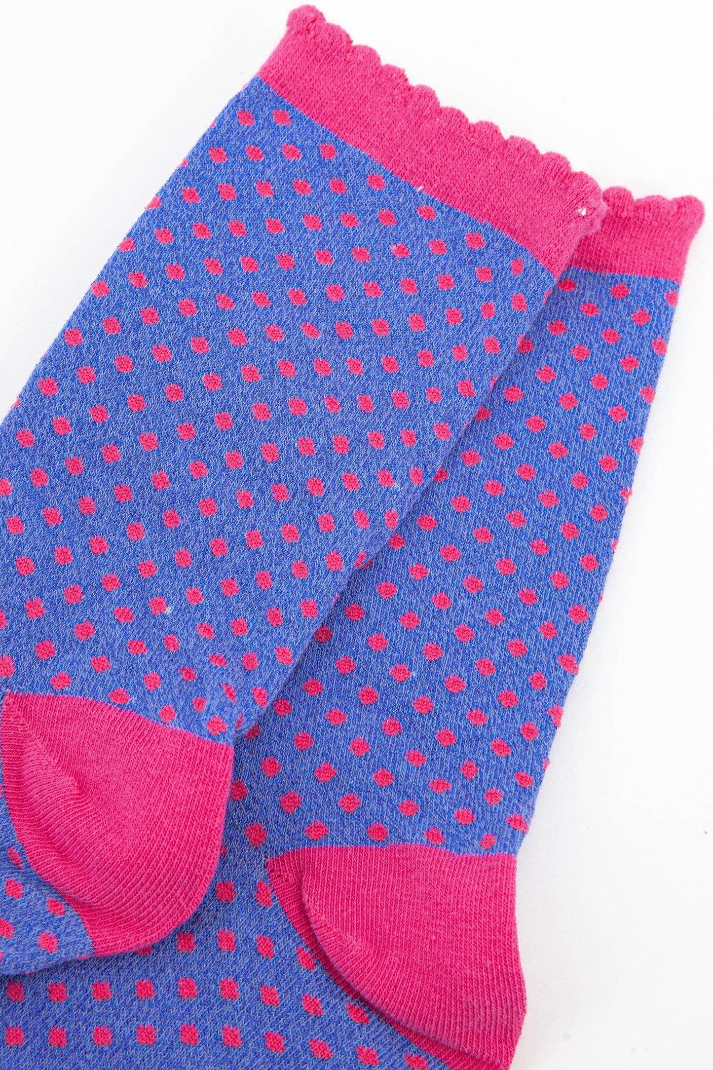 Blue & Pink Spot Glitter Socks