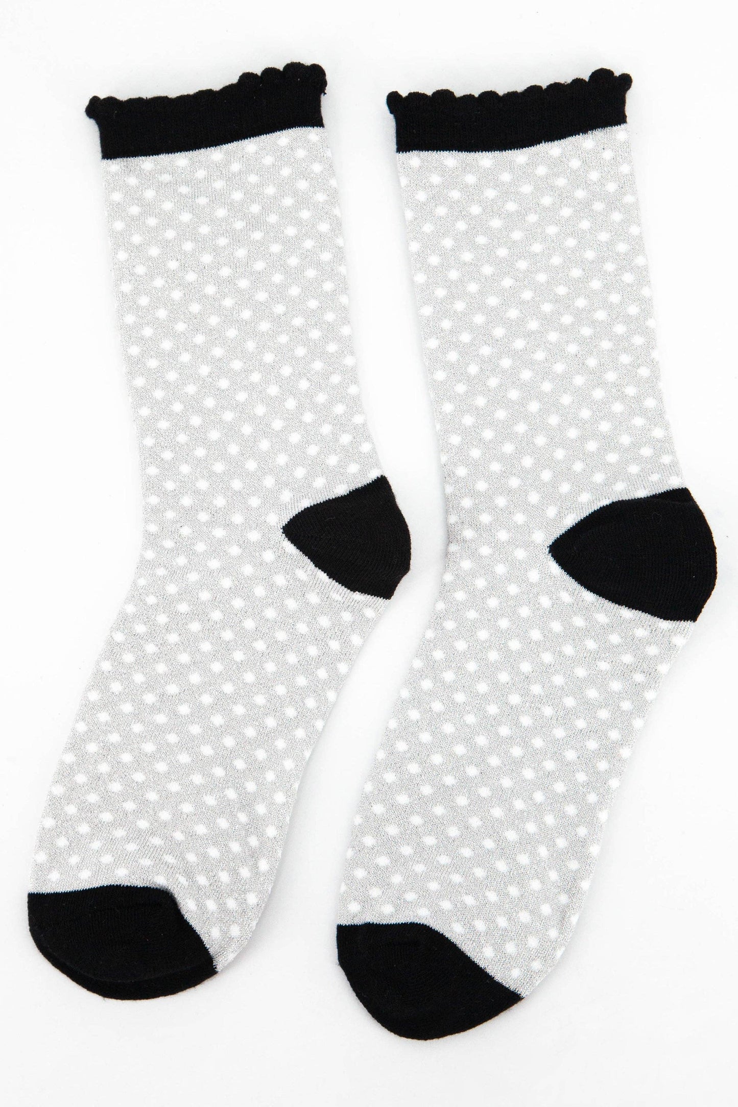 Grey & Black Spot Glitter Socks