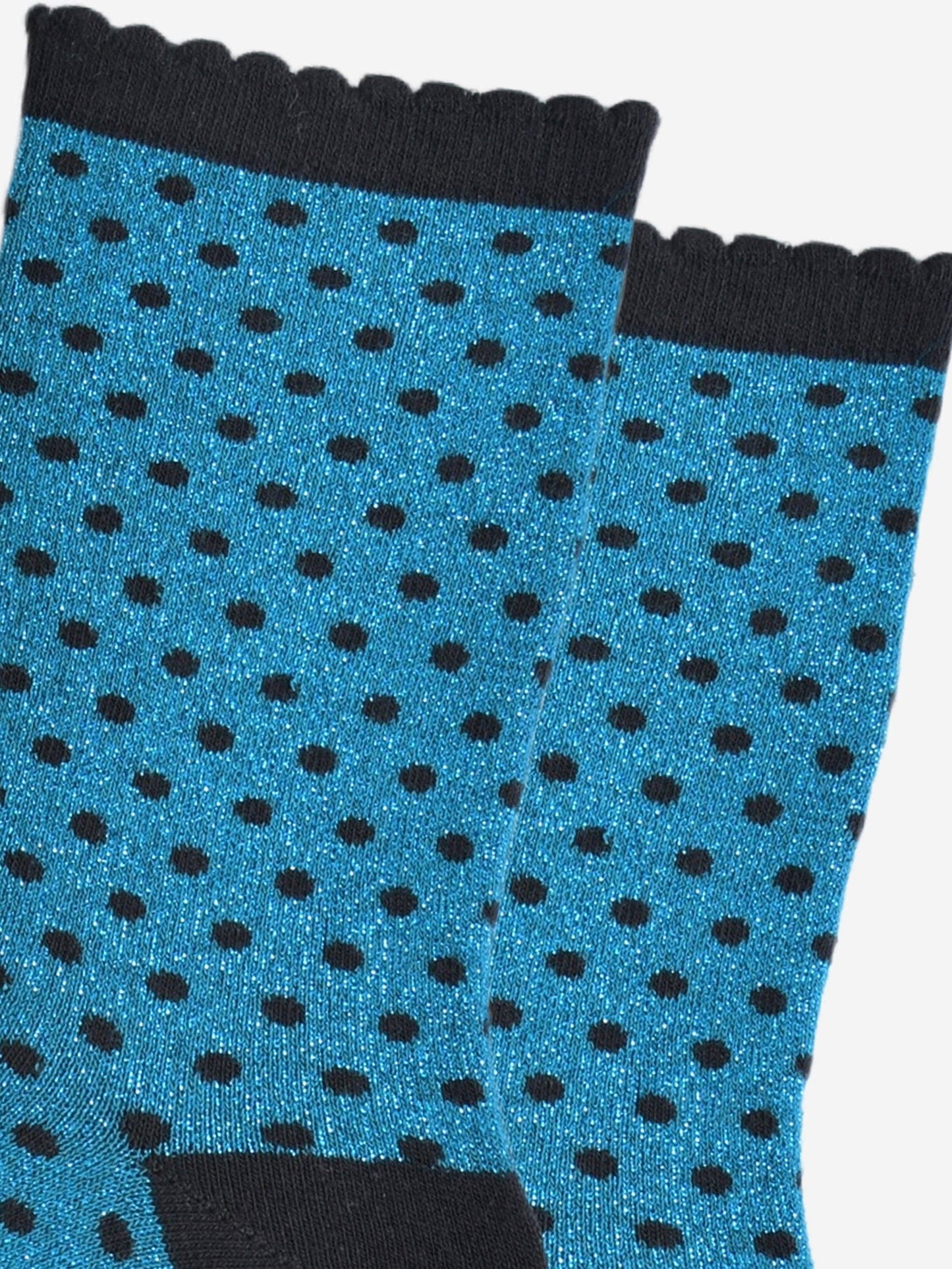 Teal/Black Small Polka Dot Glitter Socks
