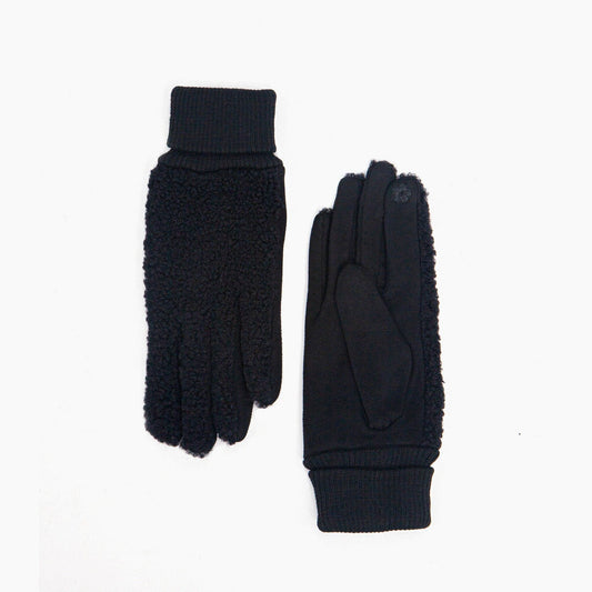 Black Teddy Borg Cuffed Fleece Gloves