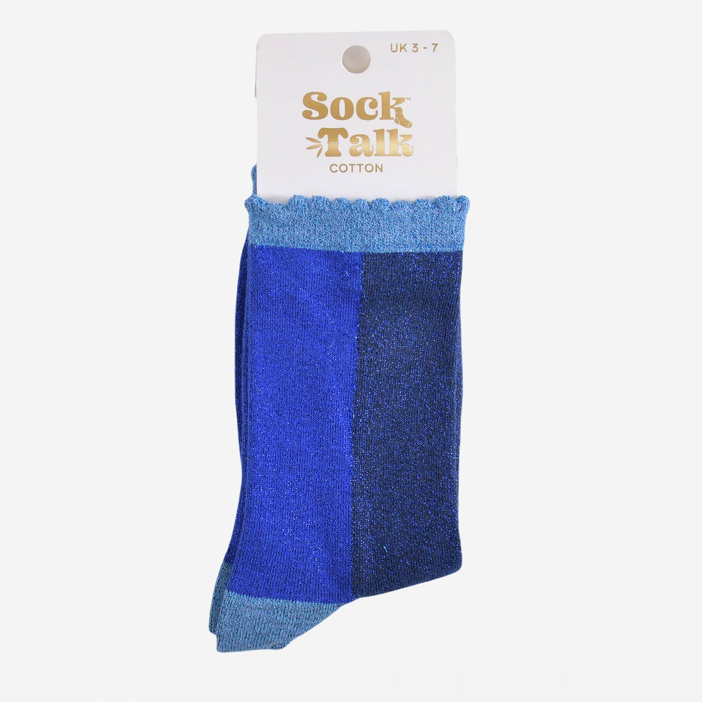 Navy Blue Colour Block Glitter Socks