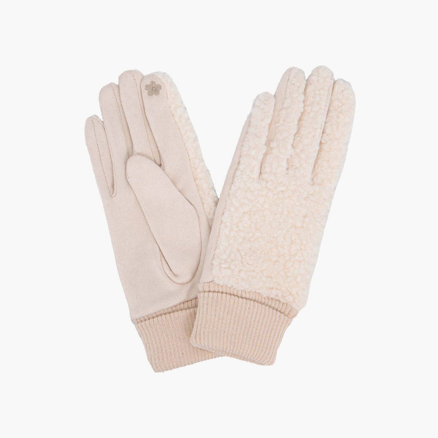 Cream Teddy Borg Cuffed Fleece Gloves