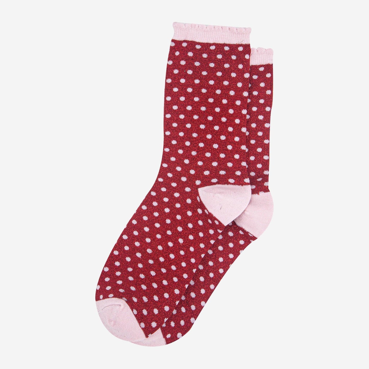 Red/Pink Dot Glitter Socks