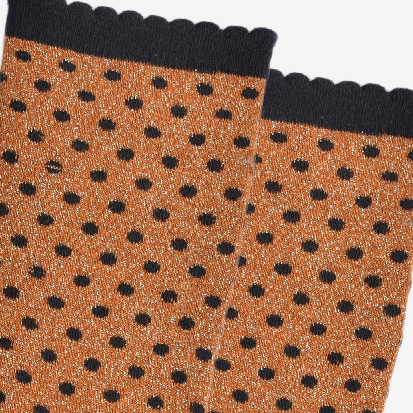Pumpkin/Black Small Polka Dot Glitter Socks