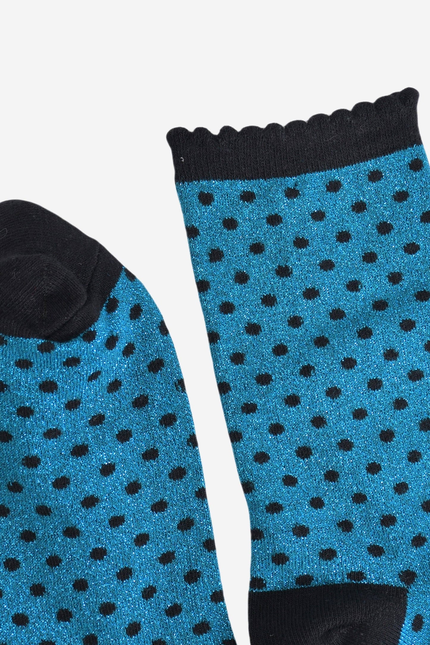 Teal/Black Small Polka Dot Glitter Socks