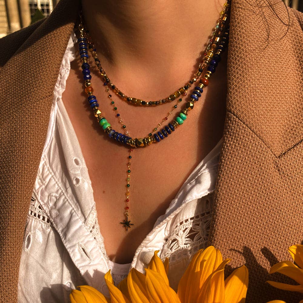 Stainless steel short dark green crystal stones necklace 0123539