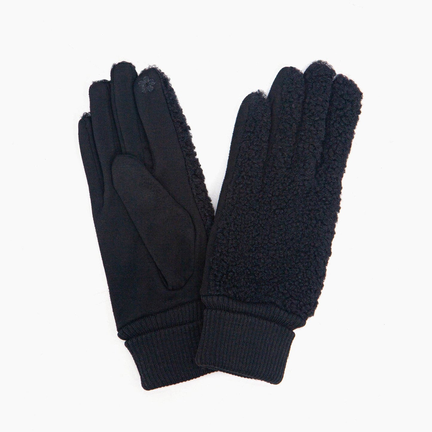 Black Teddy Borg Cuffed Fleece Gloves