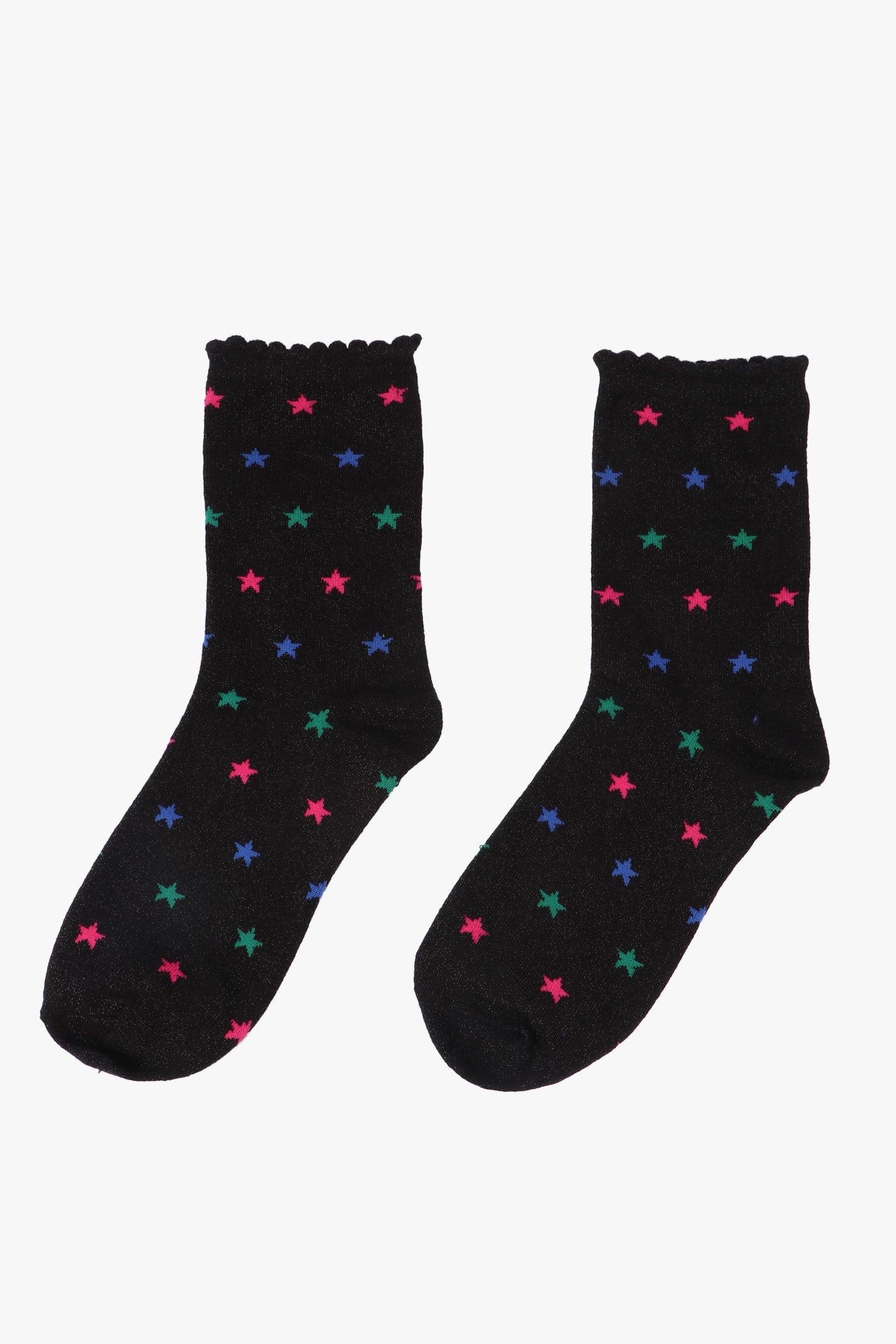 Black Multi Star Print Glitter Socks