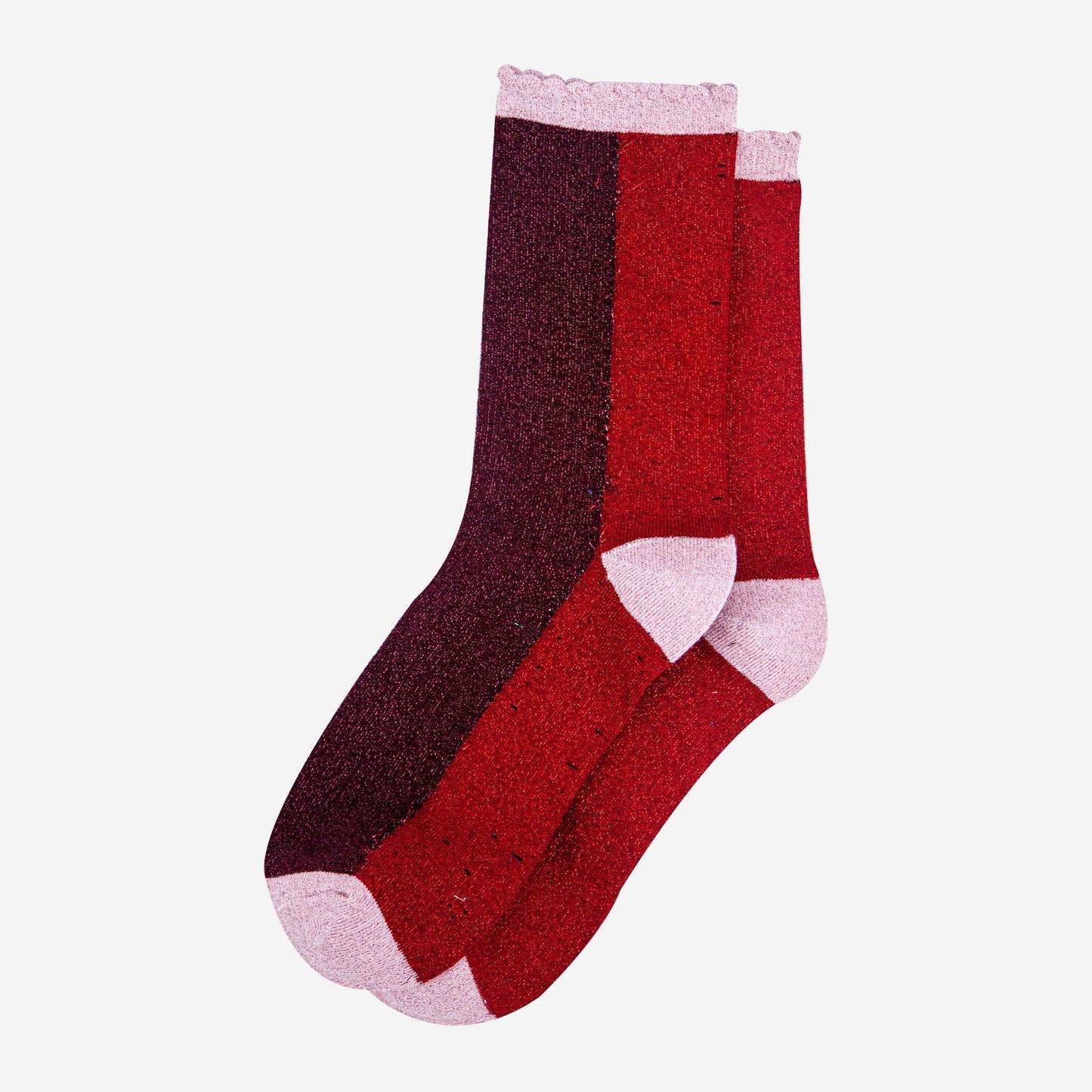 Berry Colour Block Glitter Socks