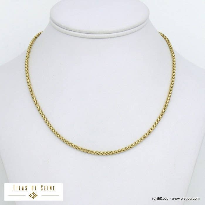 Contemporary 3mm steel palm tree chain necklace 0121525: Silvery