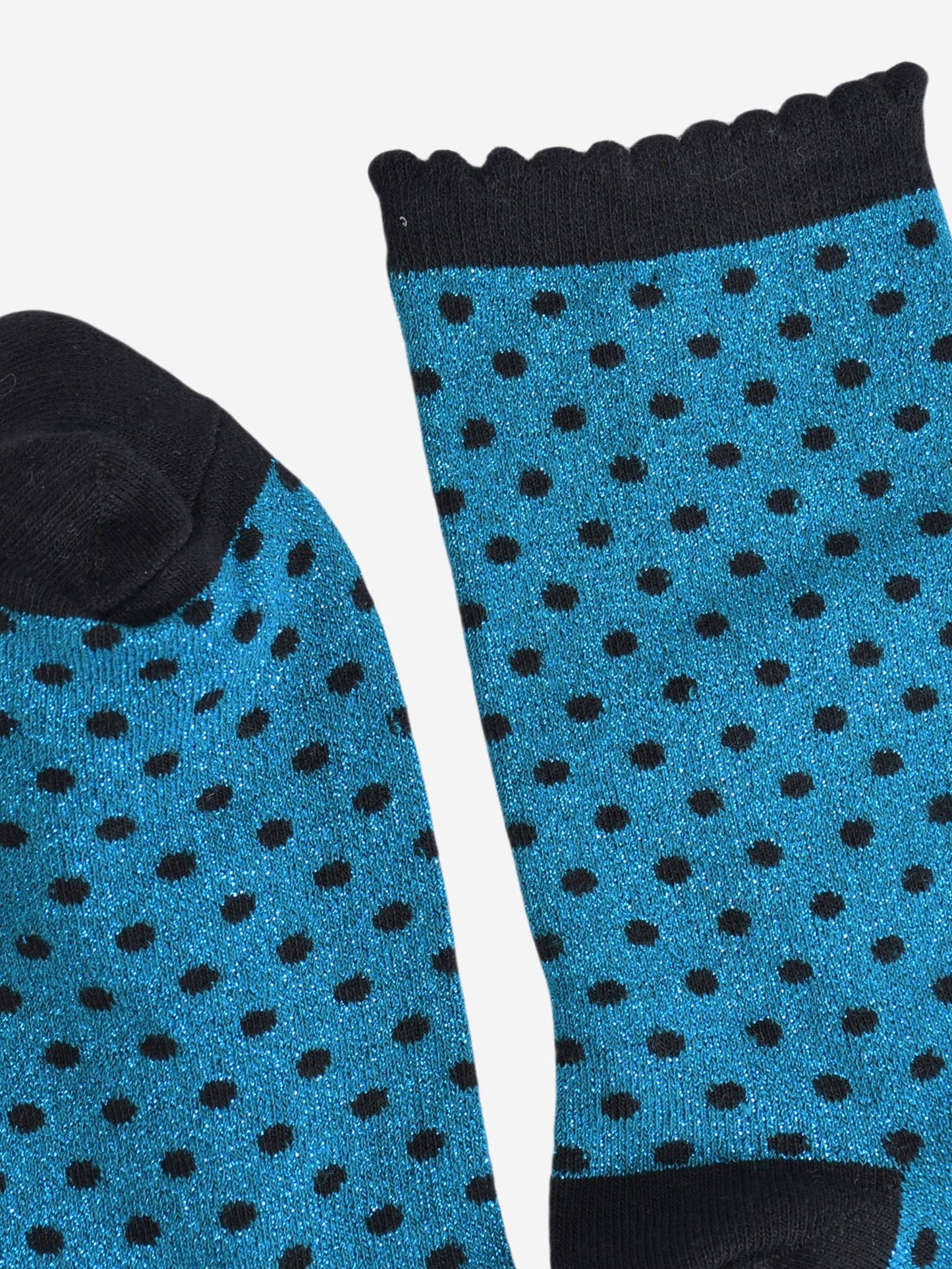 Teal/Black Small Polka Dot Glitter Socks