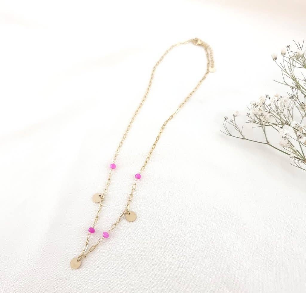 Fuchsia drop bead necklace - 0123064