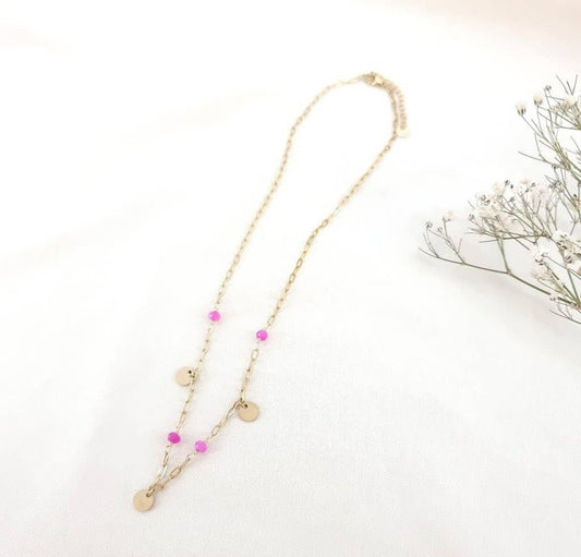 Fuchsia drop bead necklace - 0123064